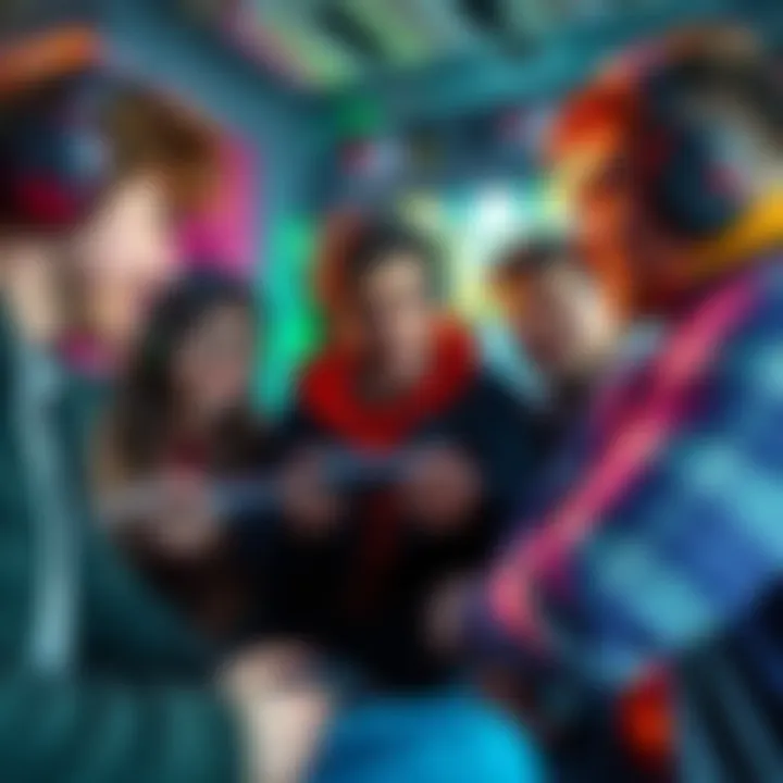 A group of gamers engaging in a lively discussion about cheating in video games, with controllers in hand and focused expressions.