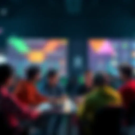 Gamers Discuss Xbox Strategies A group of gamers sharing ideas on how to improve Xbox in a digital forum setting