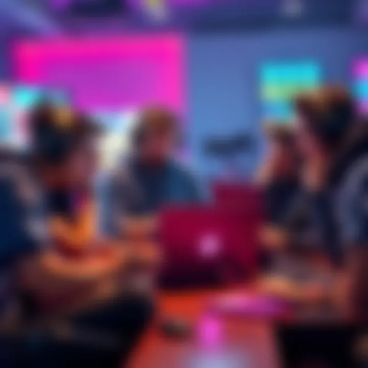 A group of gamers expressing their views on recent anti-consumer changes in gaming, with laptops and gaming consoles visible