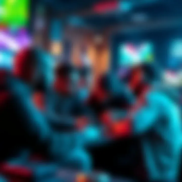 Gamers discussing favorite titles A group of gamers sharing their favorite games and experiences at a discussion thread