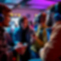 A group of gamers engaged in a lively discussion about a video game, analyzing its gameplay and story.