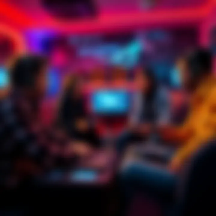 Gamers Engaged in Discussion A group of gamers talking about their favorite games and experiences in a cozy setting with gaming consoles around.