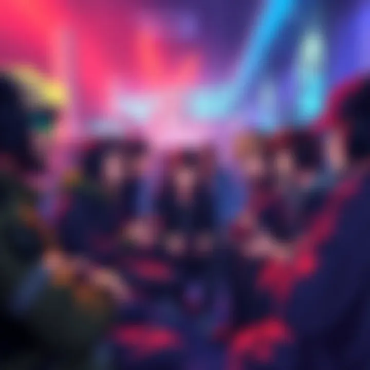 A group of gamers engaging in a discussion about Call of Duty characters, comparing anime elements to classic themes