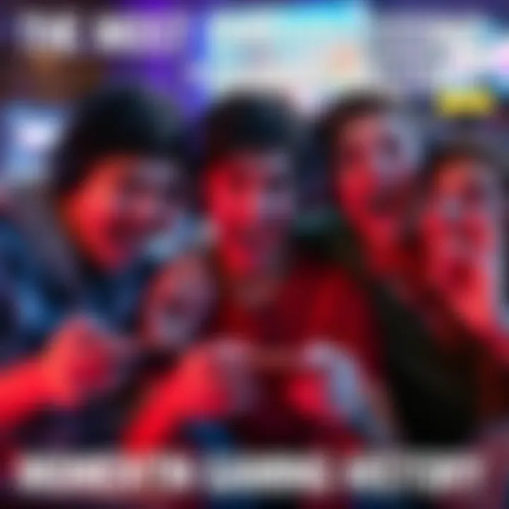 Gamers experiencing an embarrassing moment A group of gamers reacting with shock and laughter after a major fail in a video game, showing expressions of disbelief and amusement.