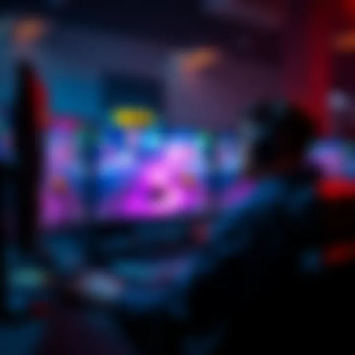 Gamers enjoying 120fps gameplay A gamer sitting in front of a 120fps monitor, focused on a fast-paced video game with vivid graphics