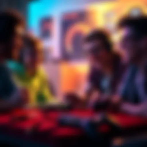 A group of gamers discussing their favorite bad games with excitement and laughter