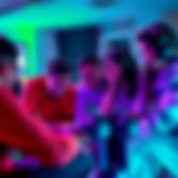 A group of gamers gathered around a console, experiencing the game and sharing their thoughts with excitement.