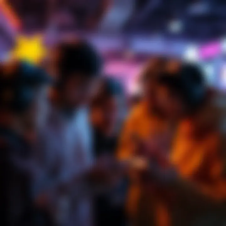 A group of gamers discussing and analyzing game reviews and prices before making a purchase decision for PS5 and PS4 games.