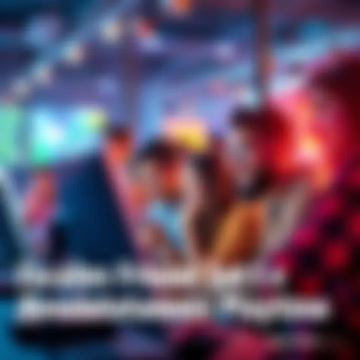 A group of gamers gathered around screens, eagerly discussing a newly released game