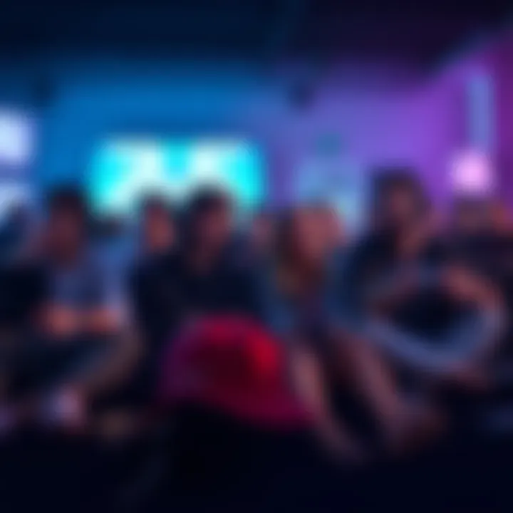 A group of gamers sitting together, discussing and playing a video game with multiple endings, showing enthusiasm and engagement.