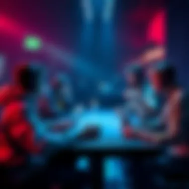 Gamers discussing favorite perks A group of gamers sharing their favorite in-game perks and strategies at a gaming table