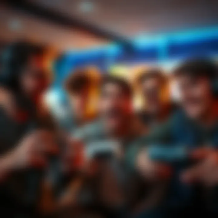 A group of gamers express their frustration over low-resolution graphics in new game releases, holding gaming controllers and showing disappointment.