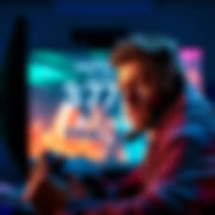 A gamer looking annoyed while watching a countdown timer on screen that abruptly stops before reaching seven seconds