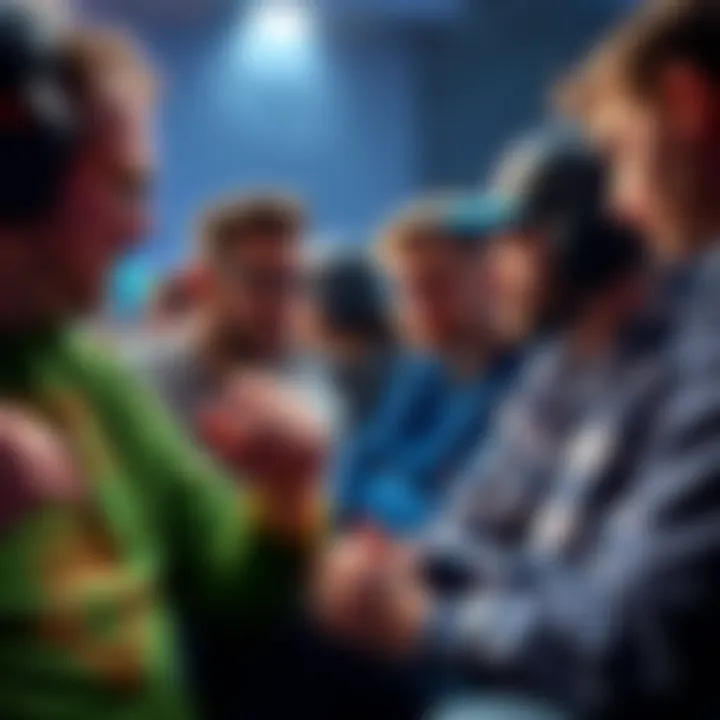 A group of gamers discussing frustrations over kill stealing during a gaming session