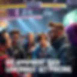 A group of gamers expressing dissatisfaction over Genji's Loverwatch set pricing in a crowded room