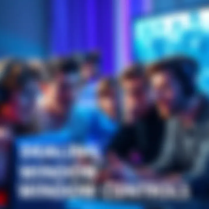 A group of gamers expressing frustration while playing video games with complex window controls