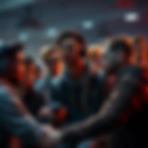 Group of gamers expressing frustration over grain filter in a game launch