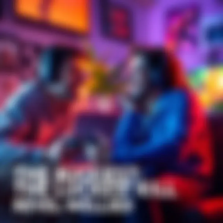 One gamer playfully boosting his friend's character during a game, both laughing together in a cozy gaming setup
