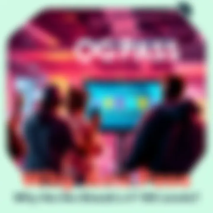 Gamers engaging with a digital level system A group of gamers excitedly interacting with a digital screen showing various levels in a game pass system