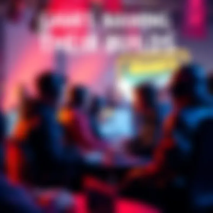 A group of gamers discussing and sharing names for their builds at a gaming event