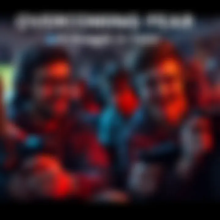 Gamers Overcoming Fear A group of gamers tackling challenges together, encouraging one another while playing video games, showing expressions of determination and camaraderie.