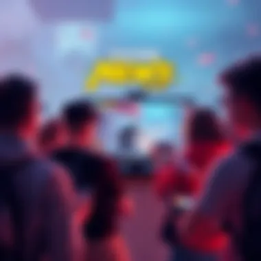 A group of gamers discussing the newly released Peace Walker game, showing a game screen with character action and a lively atmosphere