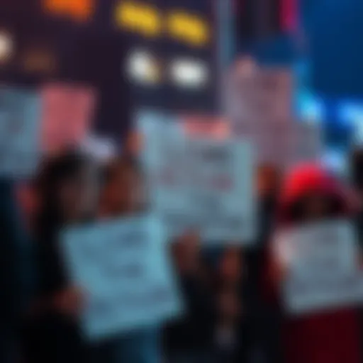 A group of gamers holding signs in protest against Sony's decision to stop producing physical discs for PlayStation.