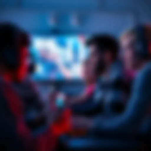 A group of gamers intensely focused on a screen playing Dead by Daylight during a gaming session
