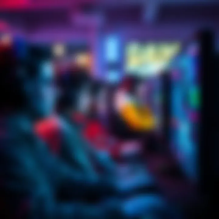 A group of gamers focused on different screens, each playing a different video game simultaneously.