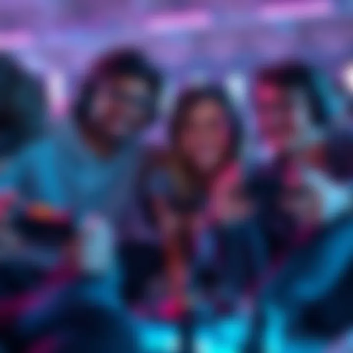 A group of gamers enjoying video games together, showcasing friendship and teamwork.