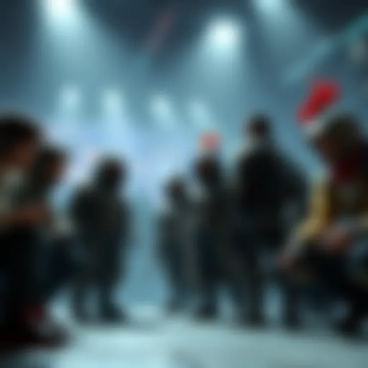 A group of excited gamers discussing their strategies for the upcoming Tarnished Pack DLC, featuring new classes and armor sets.