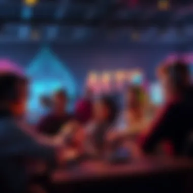 A group of gamers discussing Priest decks strategy in a lively gaming environment