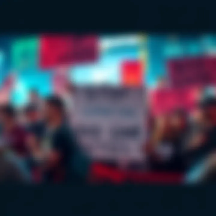 Gamers protesting against bad game practices A group of gamers holding signs demanding better game quality and accountability from developers