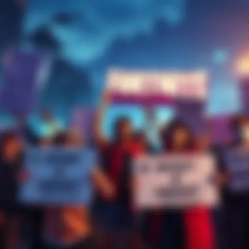 A group of gamers holding signs to boycott Fortnite, expressing their concerns about player rights and game issues.