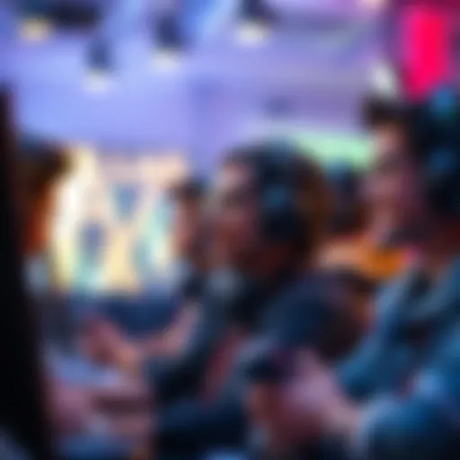 A group of gamers using headsets to communicate in a lively online game, sharing their experiences with proximity chat.