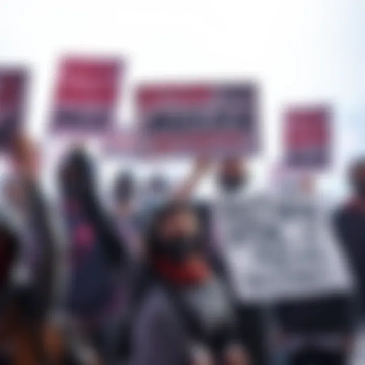 A group of gamers holding signs demanding the return of melee combat in a popular game, showing determination and passion.