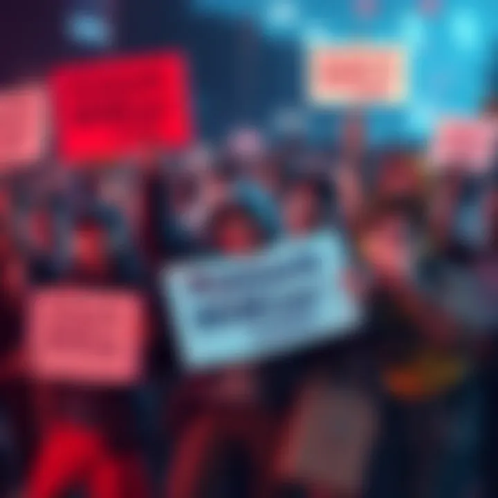 A group of gamers holding signs and banners with the hashtag #UnlockMHRiseonNS2, showing support for Capcom to update Monster Hunter Rise for Switch 2.