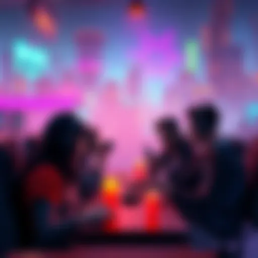 A group of gamers discussing their mixed feelings about New Junk City, showcasing vibrant visuals and a lively gaming atmosphere.