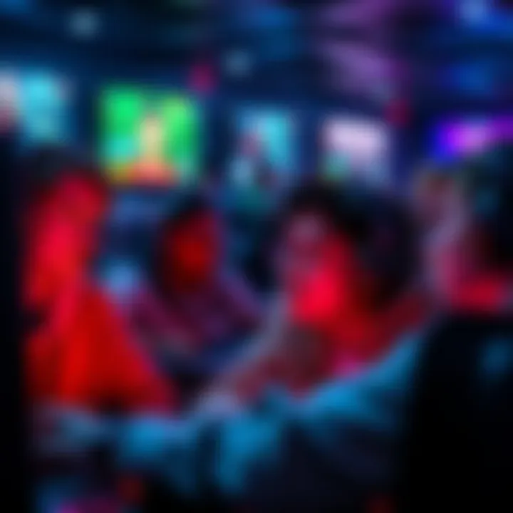 A group of gamers focus on their screens, replaying different video games with joy and excitement