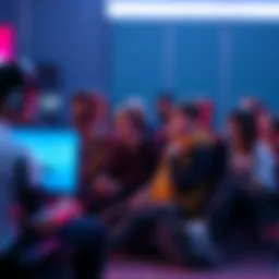 Gamers resisting difficulty prompts A group of gamers sitting together, expressing frustration over difficulty prompts on screens, discussing the respect for player skill.