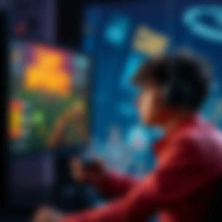 A gamer sits in front of a screen, contemplating different difficulty settings for a video game. The screen displays various options like easy, medium, and hard. The gamer has a focused expression, indicating deep thought on which level to choose.