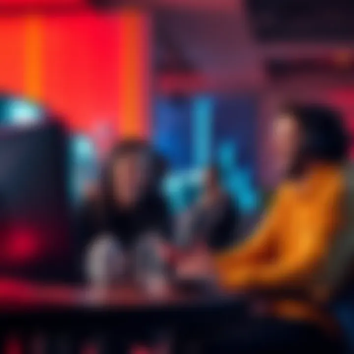 A group of gamers laughing while discussing their worst gaming builds at a virtual meeting.