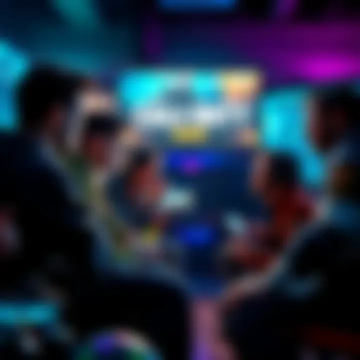 A group of gamers discussing their Call of Duty playstyles and influences, some showing gameplay on screens, others sharing tips and stories.