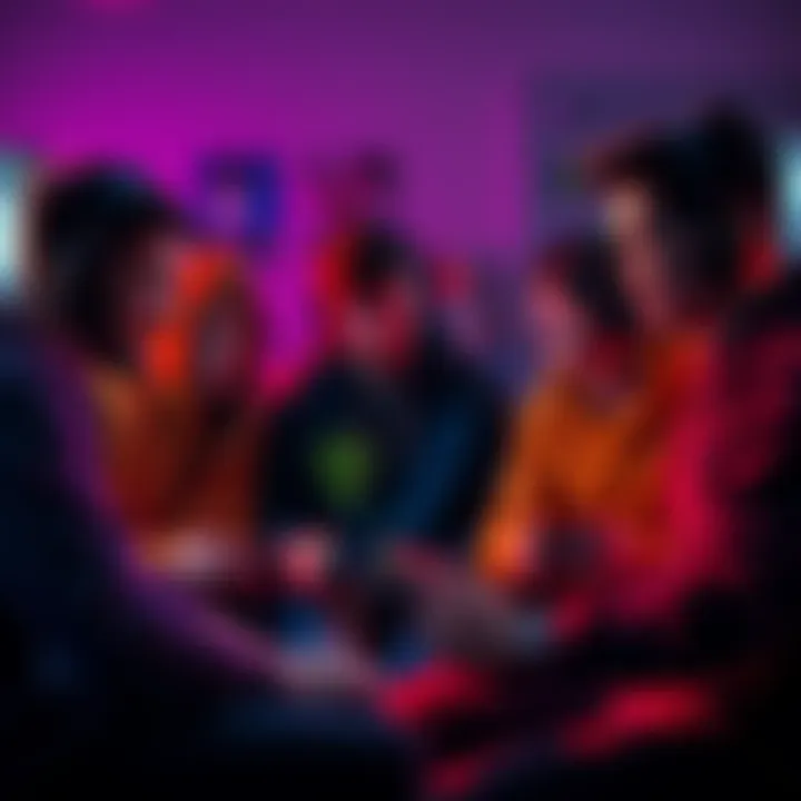 A group of gamers discussing their wins and losses while playing video games together