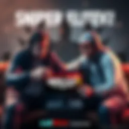 Two gamers strategizing together with a gaming console and screen displaying Sniper Elite V2