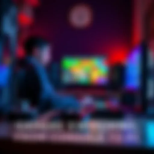 A gamer sitting at a desk with a PC setup, using a keyboard and mouse, while a console controller lies nearby, showcasing the transition from console to PC gaming.