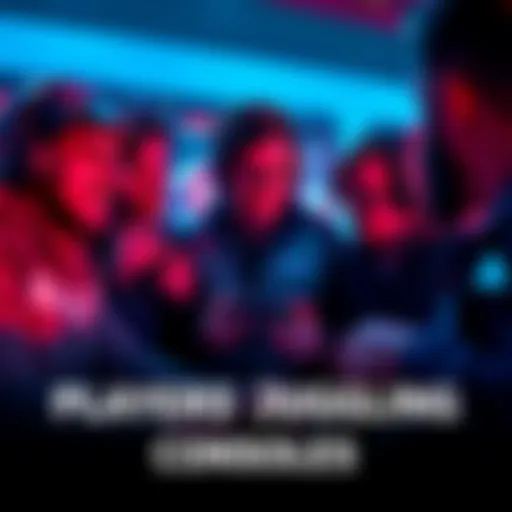 A group of gamers with a PS5, Xbox Series X, and a gaming PC, discussing their favorite platforms.