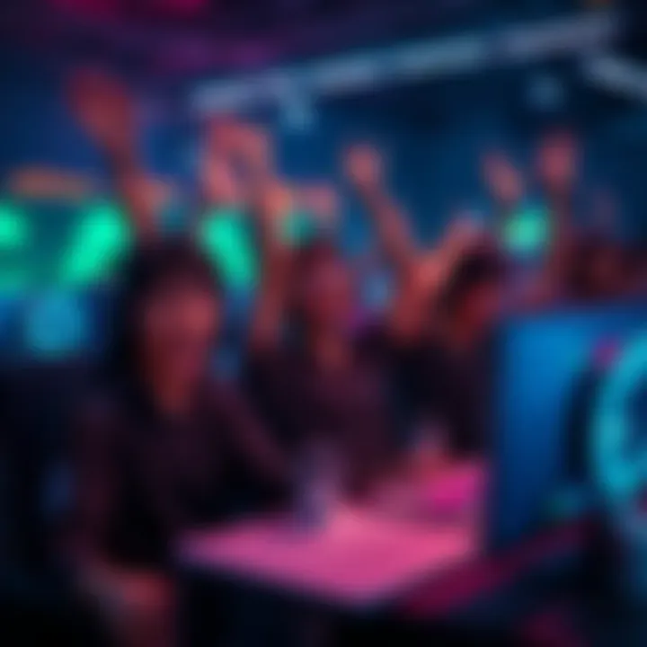 A group of gamers excitedly celebrating as they switch to SSL, with computers and game screens visible in the background.