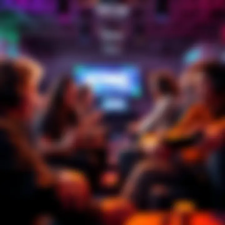 A group of gamers sitting together, playing video games on their consoles, smiling and strategizing for duo gameplay.