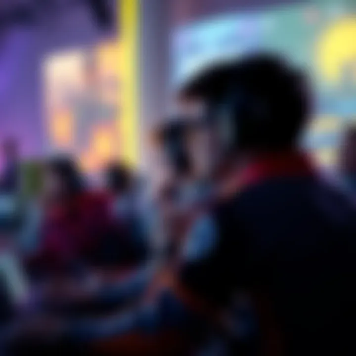 A group of gamers looking at their screens while waiting for a 2v8 game to start